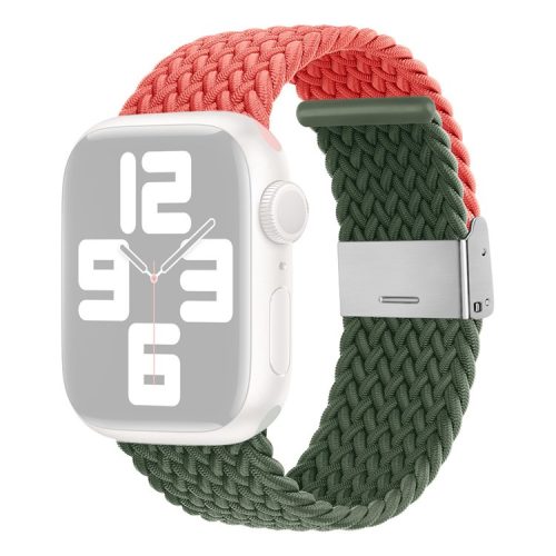 Watch Strap for Apple Watch Series 10 42mm / 9 8 7 41mm / SE (2023) SE (2022) SE 6 5 4 40mm / 3 2 1 38mm Watch Strap Color Match Braided Nylon Band - Orange / Olive Green