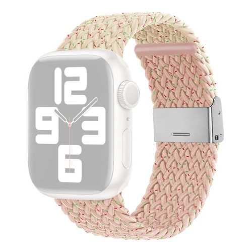 Watch Strap for Apple Watch Series 10 42mm / 9 8 7 41mm / SE (2023) SE (2022) SE 6 5 4 40mm / 3 2 1 38mm Watch Strap Color Match Braided Nylon Band - Color Starlight / Pink