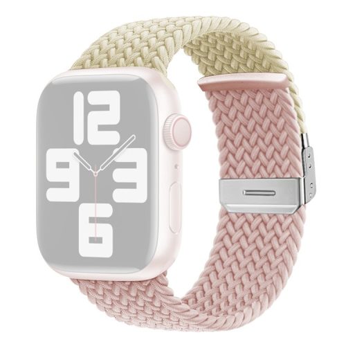 Watch Strap for Apple Watch Series 10 42mm / 9 8 7 41mm / SE (2023) SE (2022) SE 6 5 4 40mm / 3 2 1 38mm Watch Strap Color Match Braided Nylon Band - Starlight / Light Pink