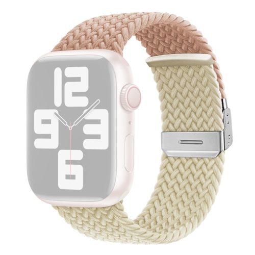 Watch Strap for Apple Watch Series 10 42mm / 9 8 7 41mm / SE (2023) SE (2022) SE 6 5 4 40mm / 3 2 1 38mm Watch Strap Color Match Braided Nylon Band - Milky Tea / Starlight