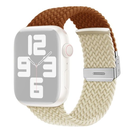 Watch Strap for Apple Watch Series 10 42mm / 9 8 7 41mm / SE (2023) SE (2022) SE 6 5 4 40mm / 3 2 1 38mm Watch Strap Color Match Braided Nylon Band - Brown / Starlight