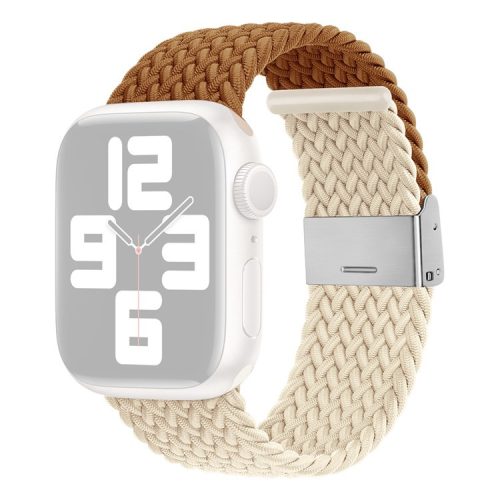 Watch Strap for Apple Watch Series 10 42mm / 9 8 7 41mm / SE (2023) SE (2022) SE 6 5 4 40mm / 3 2 1 38mm Watch Strap Color Match Braided Nylon Band - Coffee / Starlight