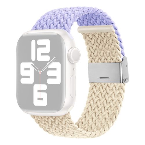 Watch Strap for Apple Watch Series 10 42mm / 9 8 7 41mm / SE (2023) SE (2022) SE 6 5 4 40mm / 3 2 1 38mm Watch Strap Color Match Braided Nylon Band - Light Purple / Starlight