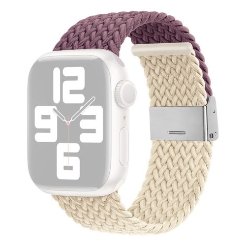 Watch Strap for Apple Watch Series 10 42mm / 9 8 7 41mm / SE (2023) SE (2022) SE 6 5 4 40mm / 3 2 1 38mm Watch Strap Color Match Braided Nylon Band - Dark Purple / Starlight