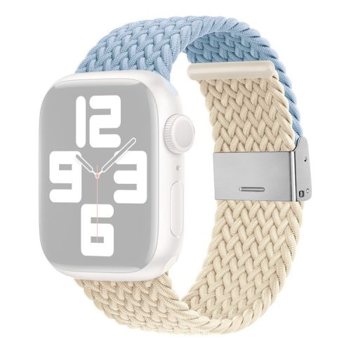 Watch Strap for Apple Watch Series 10 42mm / 9 8 7 41mm / SE (2023) SE (2022) SE 6 5 4 40mm / 3 2 1 38mm Watch Strap Color Match Braided Nylon Band - Blue / Starlight