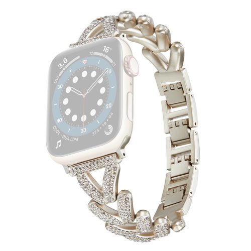 Watch Strap for Apple Watch Series 10 42mm / 9 8 7 41mm / SE (2023) SE (2022) SE 6 5 4 40mm / 3 2 1 38mm Watch Band Rhinestone Metal Strap - Starlight