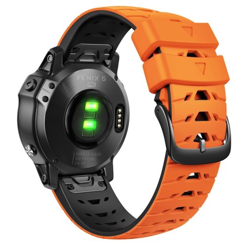 Silicone Watch Band for Huami Amazfit Falcon / Garmin Forerunner 965 / 955 , Trapezoid Holes Quick Release Watch Strap - Orange / Black