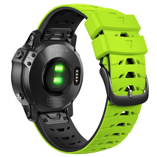 Silicone Watch Band for Huami Amazfit Falcon / Garmin Forerunner 965 / 955 , Trapezoid Holes Quick Release Watch Strap - Green / Black