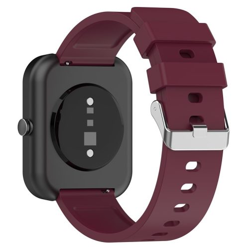 Silicone Watch Band for Garmin Venu / Venu 2 Plus / Venu Sq / Venu Sq 2 , 20mm Watch Strap with Silver Stainless Steel Buckle - Wine Red