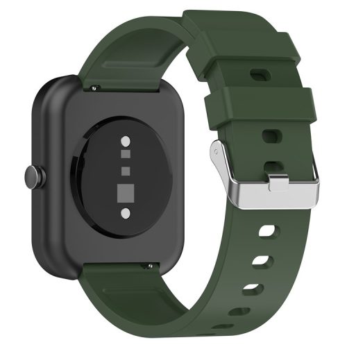 Silicone Watch Band for Garmin Venu / Venu 2 Plus / Venu Sq / Venu Sq 2 , 20mm Watch Strap with Silver Stainless Steel Buckle - Army Green