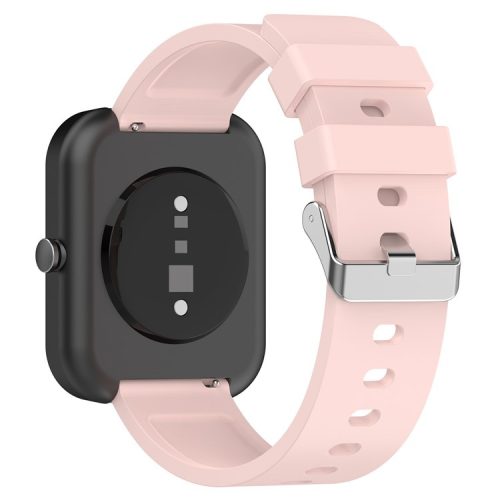 Silicone Watch Band for Garmin Venu / Venu 2 Plus / Venu Sq / Venu Sq 2 , 20mm Watch Strap with Silver Stainless Steel Buckle - Light Pink