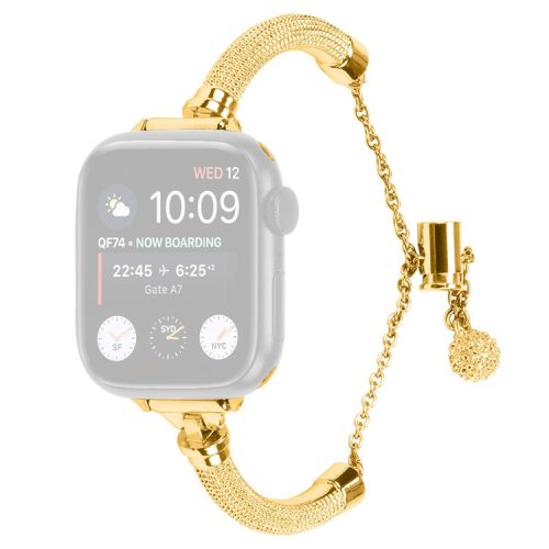 Wrist Strap for Apple Watch Series 10 46mm / Ultra 2 Ultra 49mm /  Series 9 8 7 45mm / 6 5 4 SE (2023) SE (2022) SE 44mm / 3 2 1 42mm Bracelet Metal Smart Watch Band - Gold