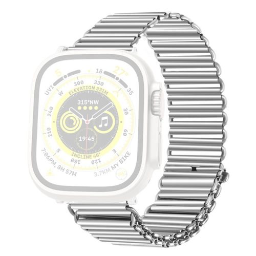 Wrist Strap for Apple Watch Series 10 46mm / Ultra 2 Ultra 49mm /  Series 9 8 7 45mm / 6 5 4 SE (2023) SE (2022) SE 44mm / 3 2 1 42mm Stainless Steel Hollow Chain Watchband - Silver