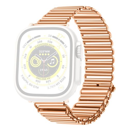 Wrist Strap for Apple Watch Series 10 46mm / Ultra 2 Ultra 49mm /  Series 9 8 7 45mm / 6 5 4 SE (2023) SE (2022) SE 44mm / 3 2 1 42mm Stainless Steel Hollow Chain Watchband - Rose Gold