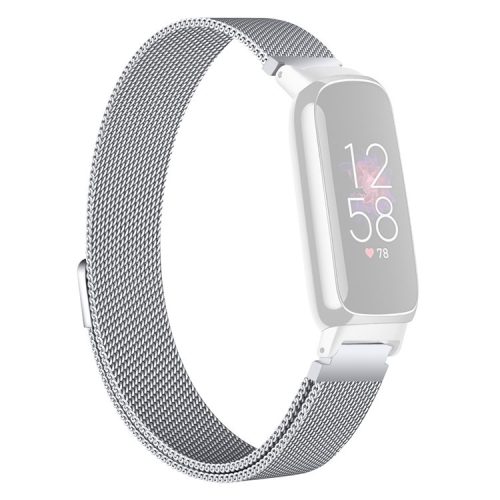 For Fitbit Inspire 3 Stainless Steel Smart Watch Band Magnetic Milanese Metal Mesh Strap - Silver