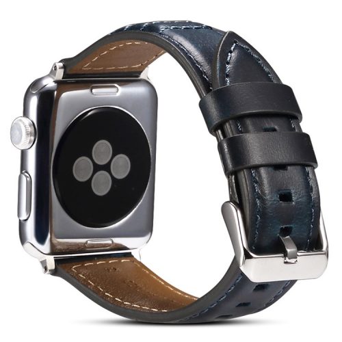 Waxy Cowhide Leather Watchband for Apple Watch Series 10 42mm / 9 8 7 41mm / SE (2023) SE (2022) SE 6 5 4 40mm / 3 2 1 38mm Wrist Strap - Blue