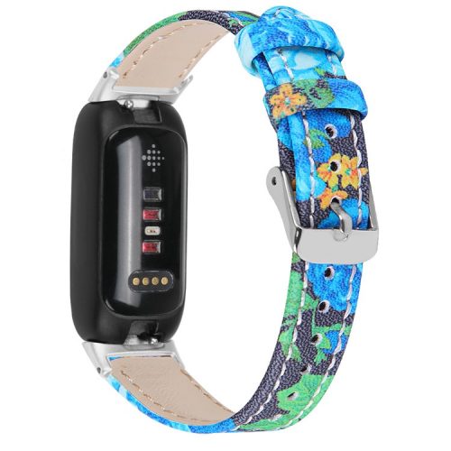 For Fitbit Inspire 3 Replacement Watch Strap Stitching Lines Top Layer Genuine Leather Wrist Band - Style J