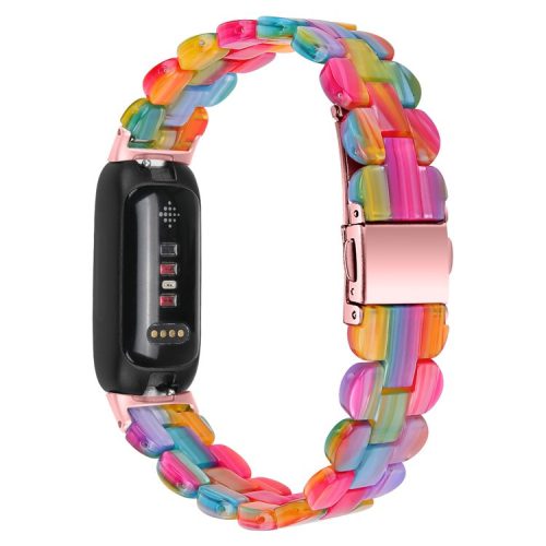 Replacement Watch Band for Fitbit Inspire 3 Quick Release Resin Watch Strap with Stainless Steel Buckle - Rainbow