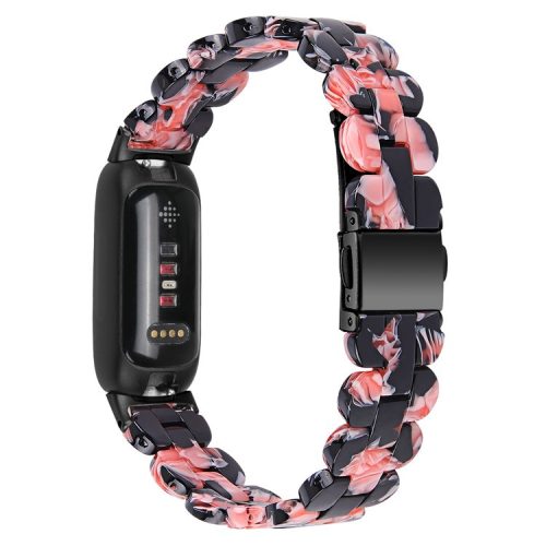 Replacement Watch Band for Fitbit Inspire 3 Quick Release Resin Watch Strap with Stainless Steel Buckle - Black / Pink