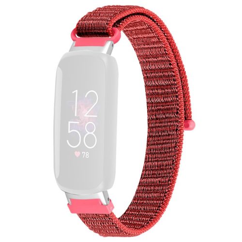 For Fitbit Inspire 3 Soft Nylon Sport Loop Bands Braided Replacement Watch Strap - Red