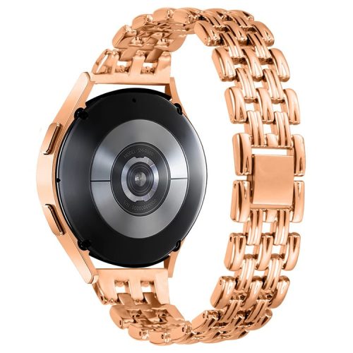 Stainless Steel Watch Band for Samsung Galaxy Watch4 Active 40mm 44mm / Watch4 Classic 42mm 46mm , 20mm Hollow 5 Beads Metal Strap - Rose Gold