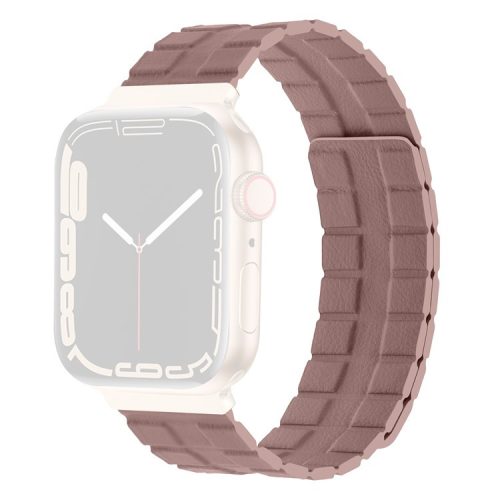 Waxy Cowhide Leather Watchband for Apple Watch Series 10 42mm / 9 8 7 41mm / SE (2023) SE (2022) SE 6 5 4 40mm / 3 2 1 38mm Genuine Cow Leather Magnetic Band - Rose Pink