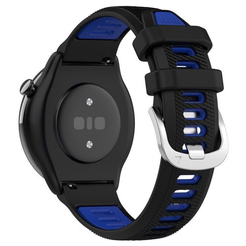 Silicone Watch Bands for Garmin Forerunner 265S / 255S / Venu 2S , 18mm Cross Stripe Dual-color Waterproof Strap - Black+Blue