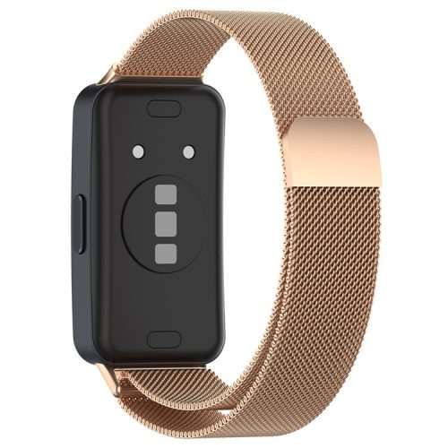 Mesh Style Watch Strap For Huawei Band 8 / Band 8 NFC / Band 9 / Band 9 NFC Milanese Metal Smart Band Watch Strap Replacement Part - Rose Gold