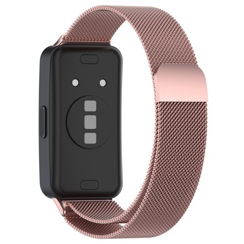 For Huawei Band 8 / Band 8 NFC / Band 9 / Band 9 NFC Milanese Mesh Wrist Strap Replacement Metal Smart Watch Band - Rose Pink