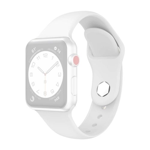 Watch Strap for Apple Watch Series 10 42mm / 9 8 7 41mm / SE (2023) SE (2022) SE 6 5 4 40mm / 3 2 1 38mm Soft Silicone Strap with Hexagonal Stud - White