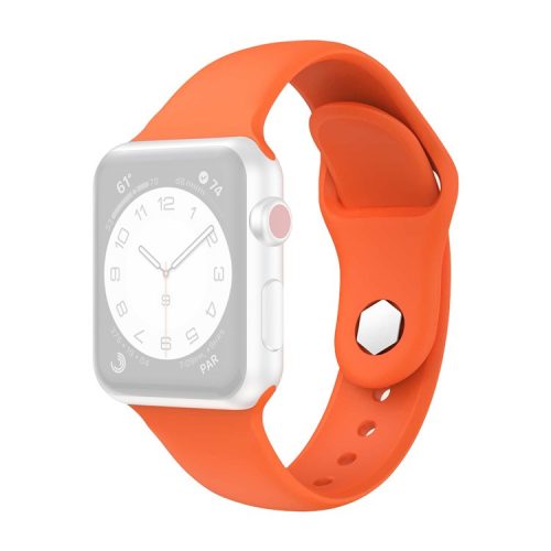 Watch Strap for Apple Watch Series 10 42mm / 9 8 7 41mm / SE (2023) SE (2022) SE 6 5 4 40mm / 3 2 1 38mm Soft Silicone Strap with Hexagonal Stud - Orange