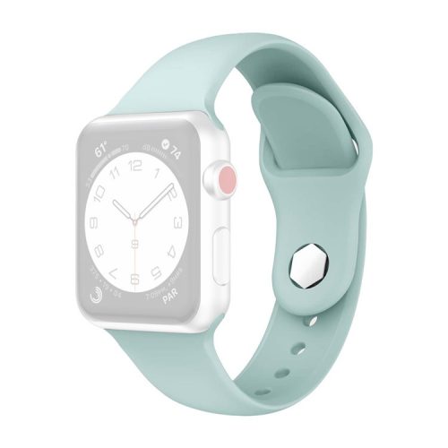 Watch Strap for Apple Watch Series 10 42mm / 9 8 7 41mm / SE (2023) SE (2022) SE 6 5 4 40mm / 3 2 1 38mm Soft Silicone Strap with Hexagonal Stud - Blue Green