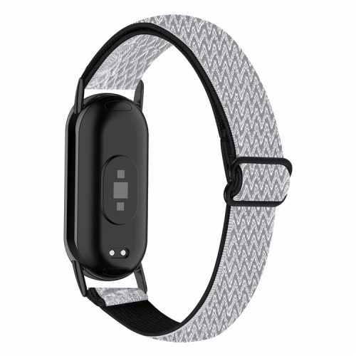 For Xiaomi Mi Band 9 NFC / Mi Band 9 / Smart Band 8 NFC / Smart Band 8 Nylon Braided Watch Strap Quick Release Elastic Watch Band - Black White