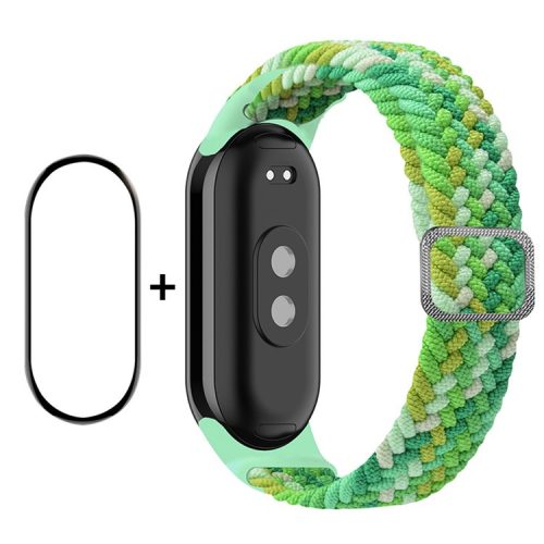 ENKAY HAT-PRINCE For Xiaomi Mi Band 9 NFC / Mi Band 9 / Smart Band 8 NFC / Smart Band 8 Watch Band Nylon Strap with PMMA Film - Bright Green