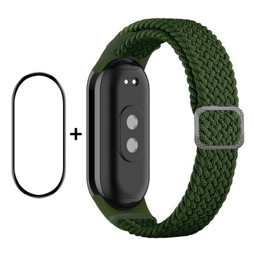 ENKAY HAT-PRINCE For Xiaomi Mi Band 9 NFC / Mi Band 9 / Smart Band 8 NFC / Smart Band 8 Watch Band Nylon Strap with PMMA Film - Green