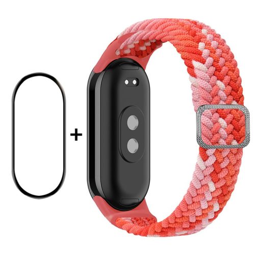 ENKAY HAT-PRINCE For Xiaomi Mi Band 9 NFC / Mi Band 9 / Smart Band 8 NFC / Smart Band 8 Watch Band Nylon Strap with PMMA Film - Bright Red