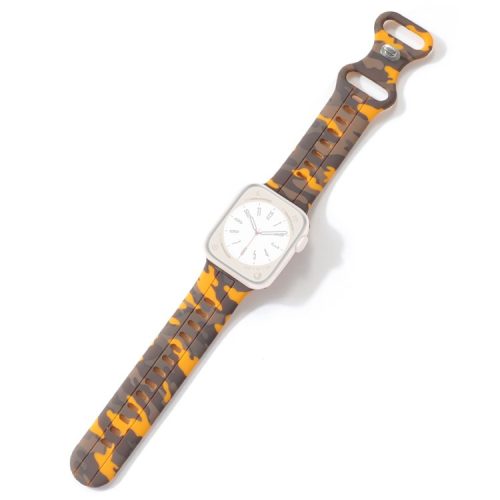 Watch Strap for Apple Watch Series 10 46mm / Ultra 2 Ultra 49mm /  Series 9 8 7 45mm / 6 5 4 SE (2023) SE (2022) SE 44mm / 3 2 1 42mm , Camouflage Silicone Sports Band - Yellow