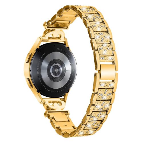 Watch Strap for Samsung Galaxy Watch6 40mm 44mm / Watch6 Classic 43mm 47mm / Watch 5 40mm 44mm / Watch4 40mm 44mm / Watch3 41mm , Stainless Steel 20mm Rhinestone Decor Band - Gold