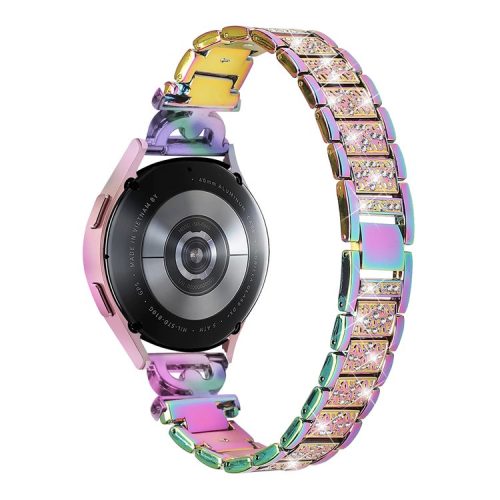 Watch Strap for Samsung Galaxy Watch6 40mm 44mm / Watch6 Classic 43mm 47mm / Watch 5 40mm 44mm / Watch4 40mm 44mm / Watch3 41mm , Stainless Steel 20mm Rhinestone Decor Band - Multi-color