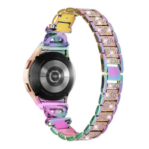 Stainless Steel Band for Samsung Galaxy Watch6 40mm 44mm / Watch6 Classic 43mm 47mm / Watch 5 40mm 44mm / Watch4 40mm 44mm , 3-Bead Rhinestone Decor Watch Strap with Connector - Multi-color