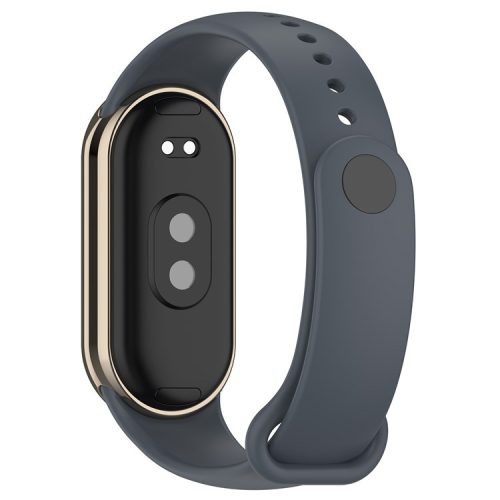 For Xiaomi Mi Band 9 NFC / Mi Band 9 / Smart Band 8 NFC / Smart Band 8 Silicone Watch Bands Strap with Metal Connector - Platinum Steel Grey