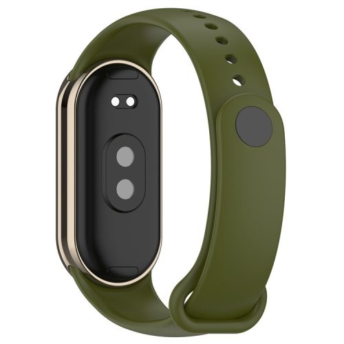 For Xiaomi Mi Band 9 NFC / Mi Band 9 / Smart Band 8 NFC / Smart Band 8 Silicone Watch Bands Strap with Metal Connector - Army Green