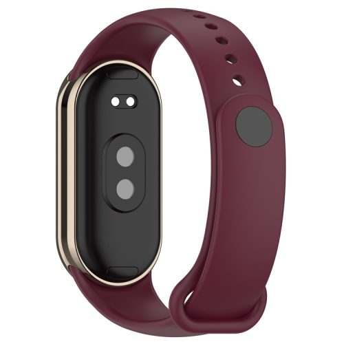 For Xiaomi Mi Band 9 NFC / Mi Band 9 / Smart Band 8 NFC / Smart Band 8 Silicone Watch Bands Strap with Metal Connector - Wine Red