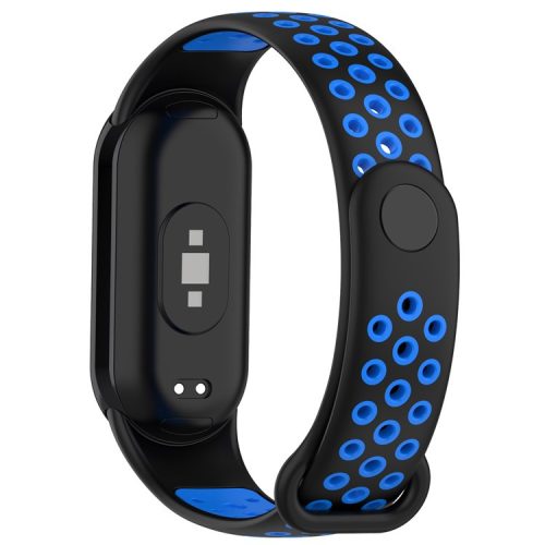 For Xiaomi Mi Band 9 NFC / Mi Band 9 / Smart Band 8 NFC / Smart Band 8 Silicone Watch Bands Strap with Silicone Connector - Black+Blue