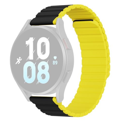 DUX DUCIS LD Series for Samsung Galaxy Watch 6 40mm / 44mm / Watch6 Classic 43mm / 47mm Magnetic Watch Band 20mm Dual Color Silicone Strap - Black+Yellow