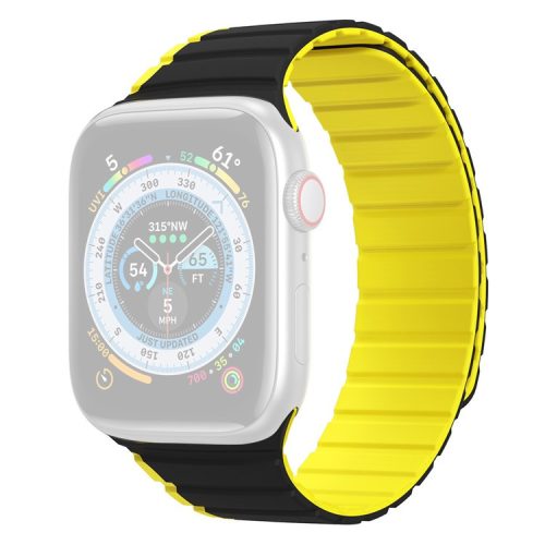 DUX DUCIS LD Series for Apple Watch Series 10 42mm / 9 8 7 41mm / SE (2023) SE (2022) SE 6 5 4 40mm / 3 2 1 38mm Silicone Strap - Black+Yellow