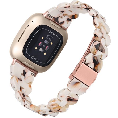 For Fitbit Versa 4 / Sense 2 Replacement Resin Watch Strap Quick Release Watch Band with Folding Clasp - Nougat