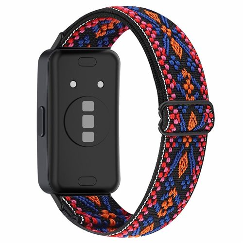 For Huawei Band 8 / Band 8 NFC / Band 9 / Band 9 NFC Bohemian Style Elastic Nylon Smartwatch Strap Watch Band Replacement - Pink / Orange