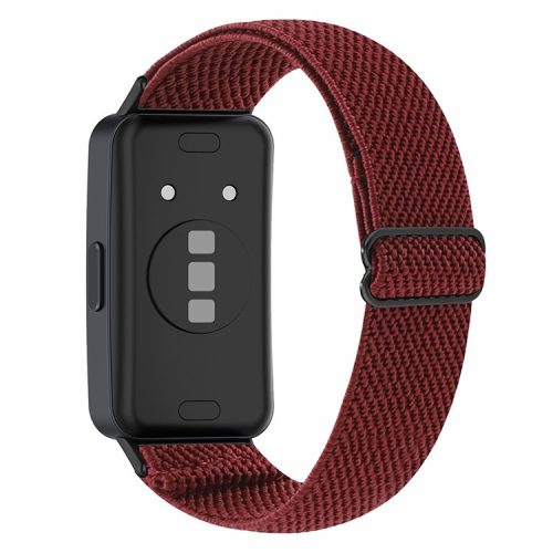 For Huawei Band 8 / Band 8 NFC / Band 9 / Band 9 NFC Bohemian Style Elastic Nylon Smartwatch Strap Watch Band Replacement - Wine Red