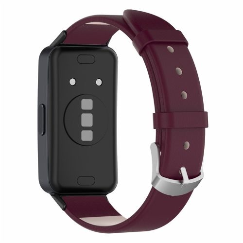 For Huawei Band 8 / Band 8 NFC / Band 9 / Band 9 NFC Watch Band Genuine Cow Leather Replacement Strap - Wine Red